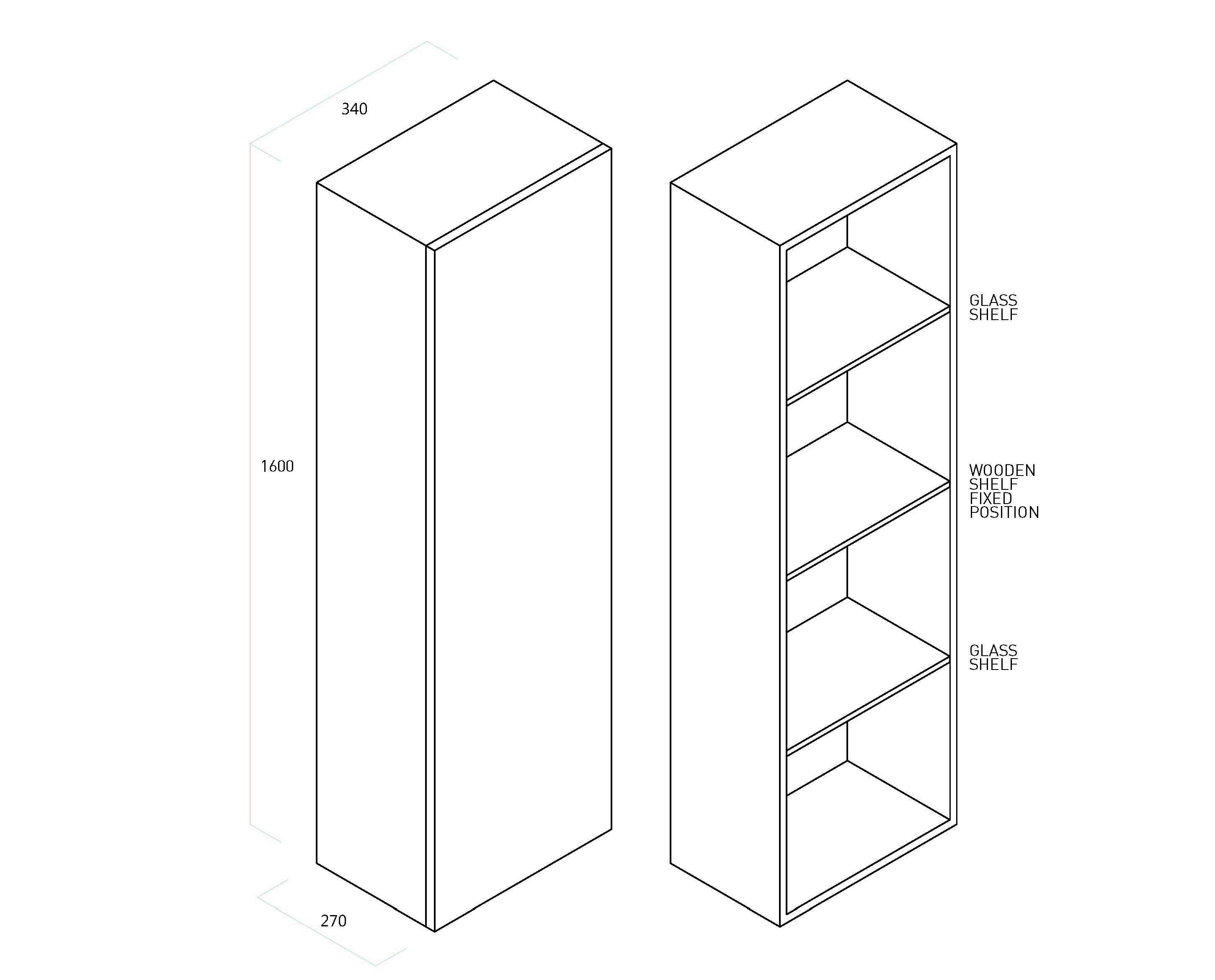 Colonna bagno sospesa 130x25x27cm: Acquista online   Colore  Mobile Finitura Legno Marrone - 8702